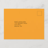 イエローグレーウォーター色花模様ウェディングRSVP インビテーションポストカード (裏面)