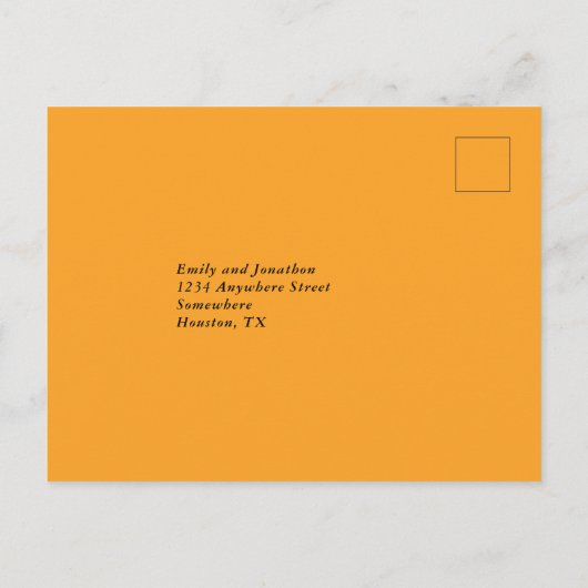 イエローグレーウォーター色花模様ウェディングRSVP インビテーションポストカード (裏面)