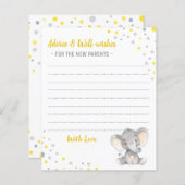 イエローグレーエレファントシャワー親アドバイスカード (正面/裏面)