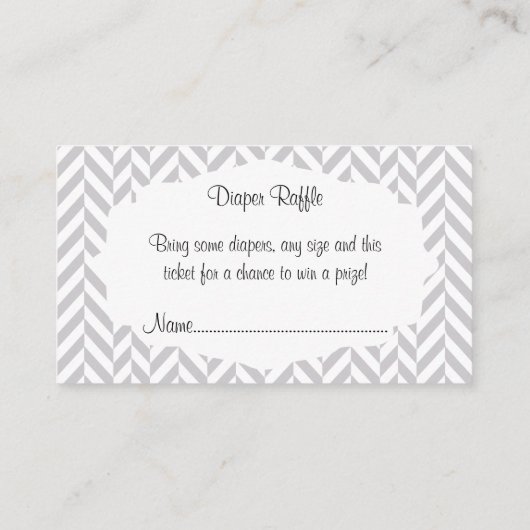 イエローグレーエレファントベビーシャワーおむつラッフル エンクロージャーカード (裏面)