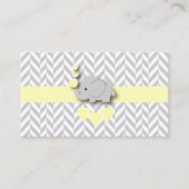 イエローグレーエレファントベビーシャワーおむつラッフル エンクロージャーカード (正面)
