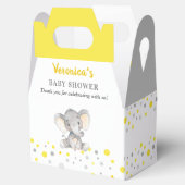 イエローグレーエレファント水玉模様ニュートラルベビーシャワー フェイバーボックス (オープン)