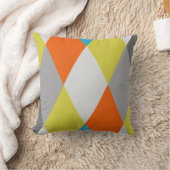 イエローグレーオレンジブルーの幾何モダンパターン クッション (ブランケット)