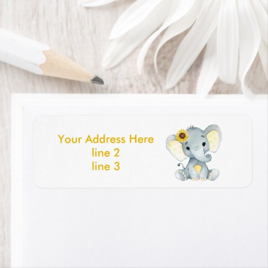 イエローグレーガールエレファント住所 シール (インサイチュ)