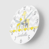 イエローグレーキリン壁時計 ラウンド壁時計 (傾斜)