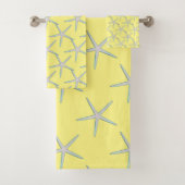 イエローグレーグレーティール(緑がかった色)ヒトデ模様かわいい バスタオルセット (インサイチュ)