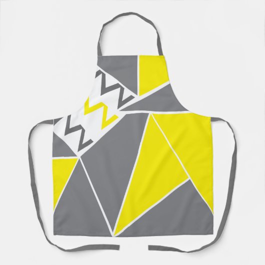 イエローグレーシェブロンストライプ幾何学模様 エプロン (正面)