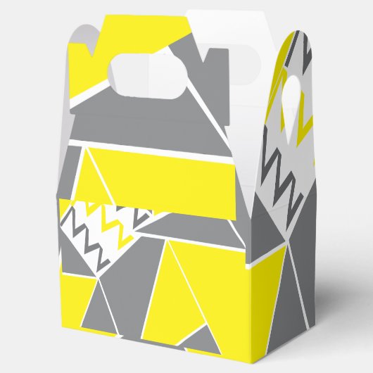 イエローグレーシェブロンストライプ幾何学模様 フェイバーボックス (オープン)