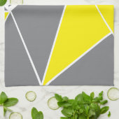 イエローグレーシェブロンストライプ幾何学的 キッチンタオル (折り畳み)