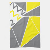 イエローグレーシェブロンストライプ幾何学的 キッチンタオル (縦)