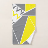 イエローグレーシェブロンストライプ幾何学的 バスタオルセット (ハンドタオル)