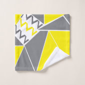 イエローグレーシェブロンストライプ幾何学的 バスタオルセット (ウォッシュタオル)