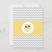 イエローグレーシェブロンニュートラルかわいいフクロウ赤ちゃんシャワー 招待状 (裏面)