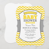 イエローグレーシェブロンベビーシャワー招待状 招待状 (正面/裏面)