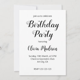 イエローグレーシェブロン幾何学誕生日パーティー 招待状