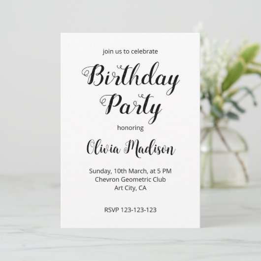 イエローグレーシェブロン幾何学誕生日パーティー 招待状 (スタンド正面)
