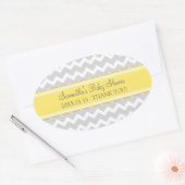 イエローグレーシェブロン赤ちゃんシャワー好きステッカー 楕円形シール (封筒)