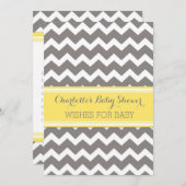 イエローグレーシェブロン赤ちゃんシャワー注ベビー アドバイスカード (正面/裏面)