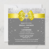 イエローグレーシルバーグリッターの弓が輝エレガントく 招待状 (正面)