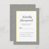 イエローグレージオメトリック芸術的ス |モダン抽象芸術 出欠カード (正面/裏面)