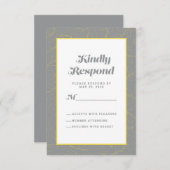 イエローグレージオメトリック芸術的ス |抽象芸術 モダン 出欠カード (正面/裏面)