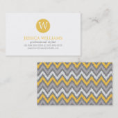 イエローグレージグザグイカットパターン 名刺 (正面/裏面)