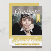 イエローグレージグザグシニア写真クラス 案内状 (正面/裏面)