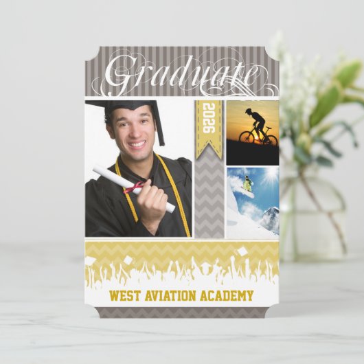 イエローグレージグザグシニア3写真クラス 案内状 (スタンド正面)