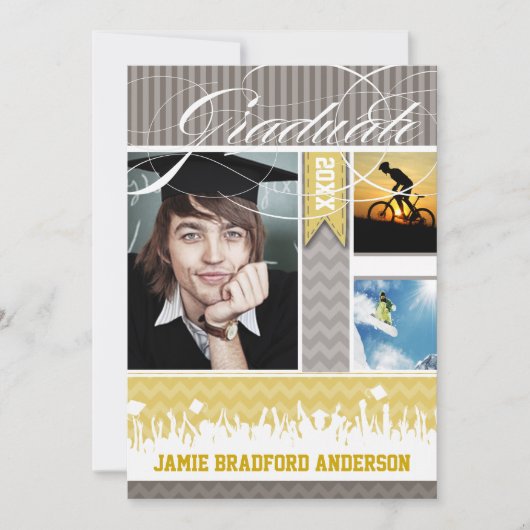 イエローグレージグザグシニア3写真クラス 案内状 (正面)