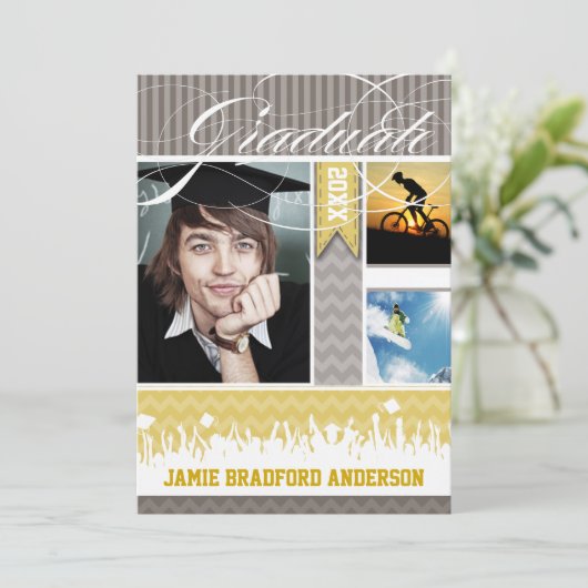 イエローグレージグザグシニア3写真クラス 案内状 (スタンド正面)