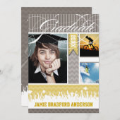 イエローグレージグザグシニア3写真クラス 案内状 (正面/裏面)