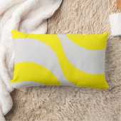 イエローグレーストライプ抽象芸術型モダン枕 ランバークッション (ブランケット)