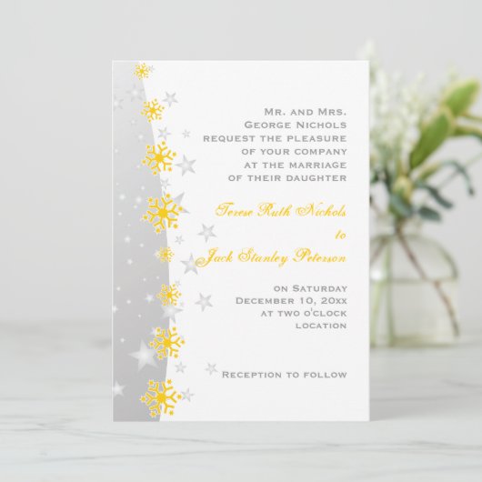 イエローグレースノーフレーク結婚式招待状 招待状 (スタンド正面)