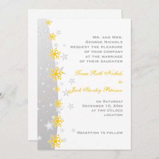 イエローグレースノーフレーク結婚式招待状 招待状 (正面/裏面)