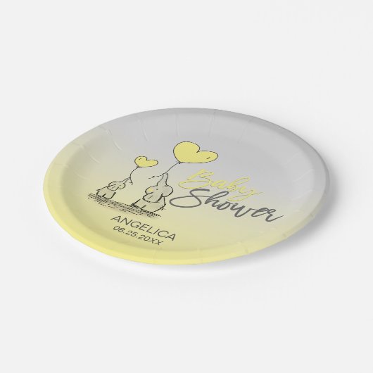 イエローグレーゾウ男女兼用ズの赤ちゃん ペーパープレート (アングル)