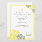 イエローグレーダリアベビーシャワー招待状と足 招待状 (正面/裏面)