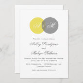 イエローグレーツインモノグラム結婚式招待状 招待状 (正面/裏面)