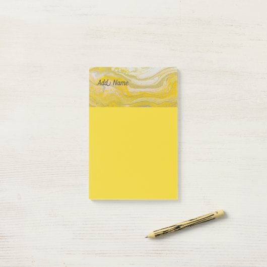イエローグレーパーソナライズされた抽象芸術の投稿に関するメモ4x6 ポストイット (デスク上)