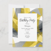 イエローグレーブラックウォーターのカラー抽象芸術ブラシストローク 招待状 (正面)