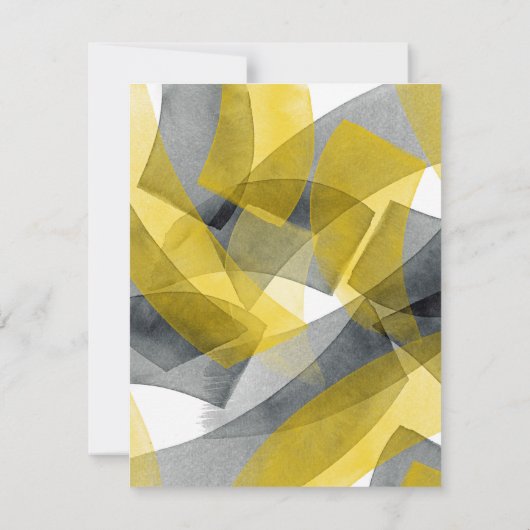 イエローグレーブラックウォーターのカラー抽象芸術ブラシストローク 招待状 (裏面)