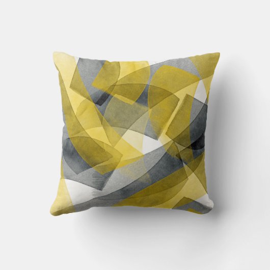 イエローグレーブラックウォーター色抽象芸術装飾用クッション クッション (裏面)