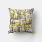'イエローグレーブラックスクライブズ'抽象芸術水色 クッション (裏面)