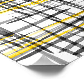 'イエローグレーブラックスクライブズ'水彩抽象芸術 ポスター (角)