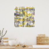 'イエローグレーブラックスクライブズ'水彩抽象芸術 ポスター (キッチン)