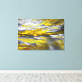 イエローグレーブラック抽象芸術 キャンバスプリント (インサイチュ (ウッドフロア))