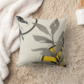 イエローグレーブラック&金ゴールドウォーター葉カラー クッション (ブランケット)