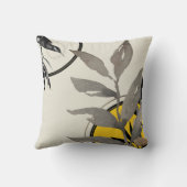 イエローグレーブラック&金ゴールドウォーター葉カラー クッション (裏面)