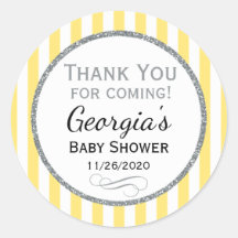 イエローグレーベビーシャワーありがとうメッセージカード