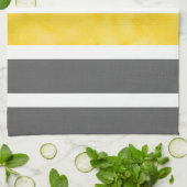 イエローグレーホワイトウォーターの色のストライプ キッチンタオル (折り畳み)