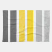 イエローグレーホワイトウォーターの色のストライプ キッチンタオル (横)
